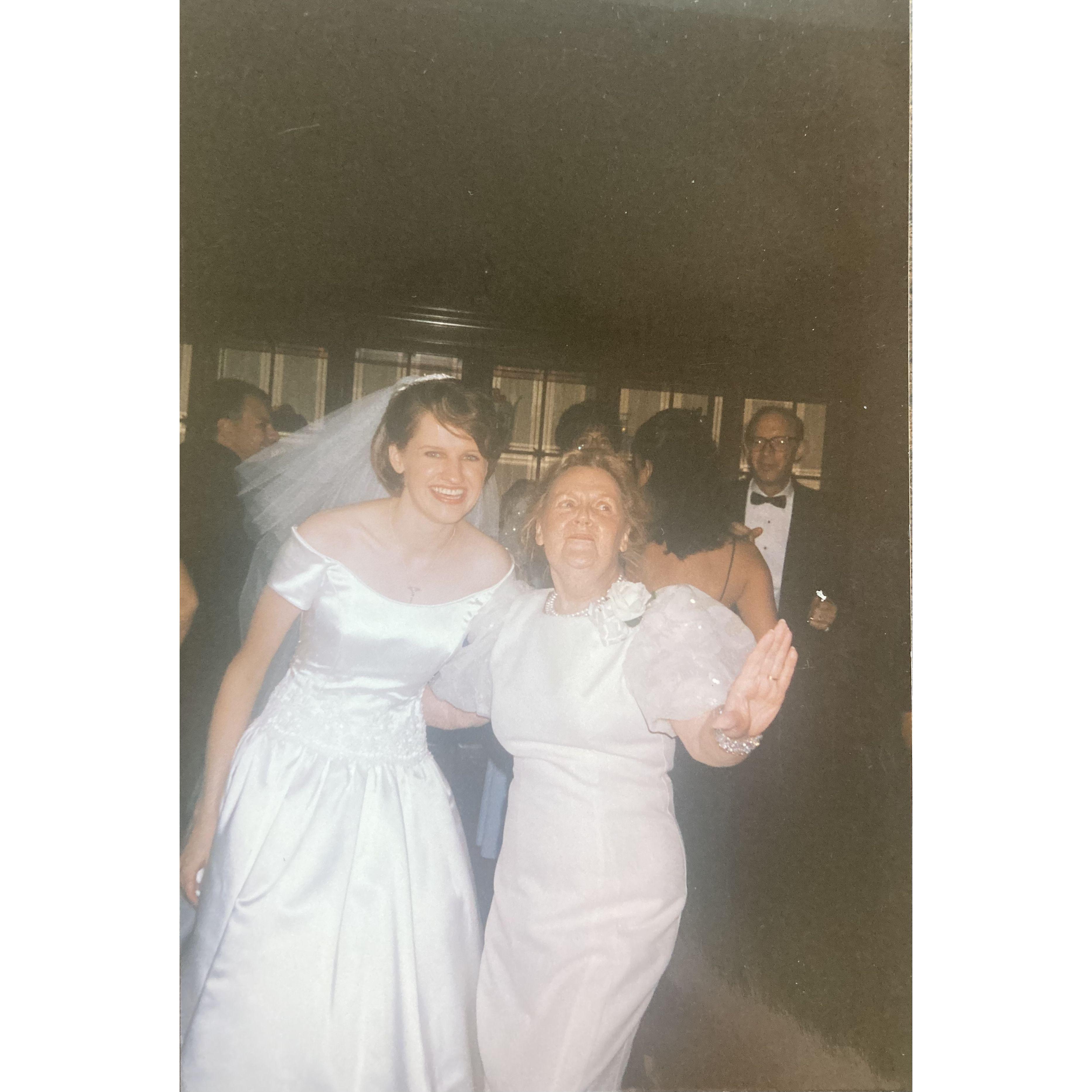Cousin Erin Fleming-Evans and Grandma Claire Dwyer-Fleming at Erin's Wedding 1998