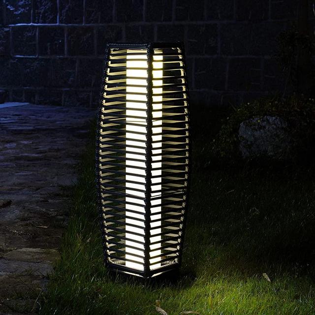 Grand Patio Outdoor Floor Lamp, Solar Powered Wicker Light, Weather–Resistant Rattan Floor Lamp for Patio, Deck and Garden