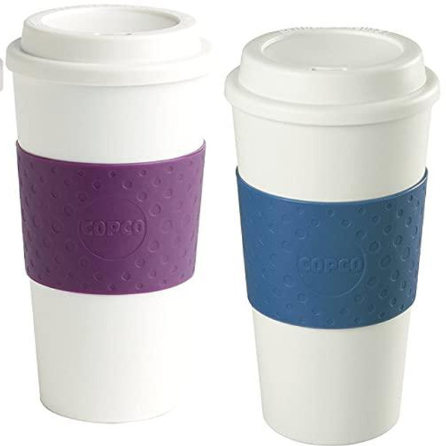 Copco Acadia Reusable To Go Mug, 16-ounce Capacity - 4-pack (Brown, Plum, Blue, Green)