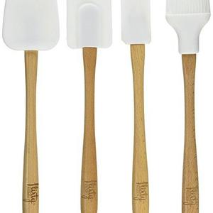 Flirty Kitchens Beech Wood Silicone Spatula Set - 4 pieces