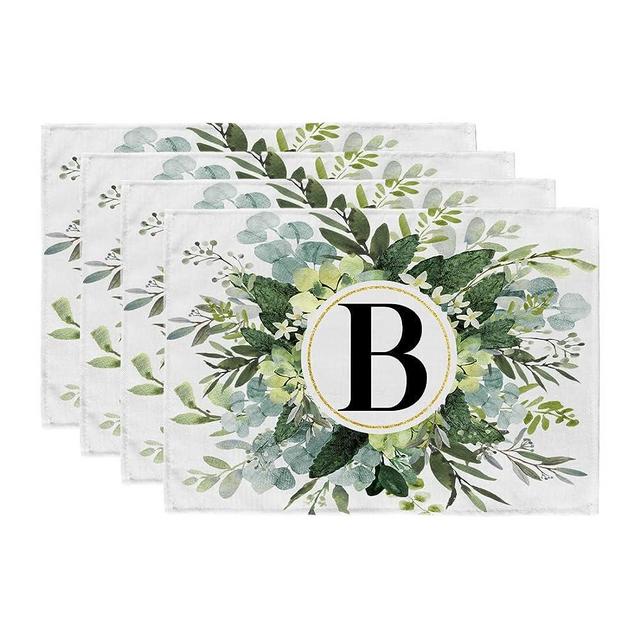 GEEORY Monogram Letter B Placemats 12x18 Inch Set of 4 Eucalyptus Farmhouse Sping Summer Place Mats Rustic Holiday Kitchen Dining Decorations for Indoor Outdoor Dinner Party Décor GP034