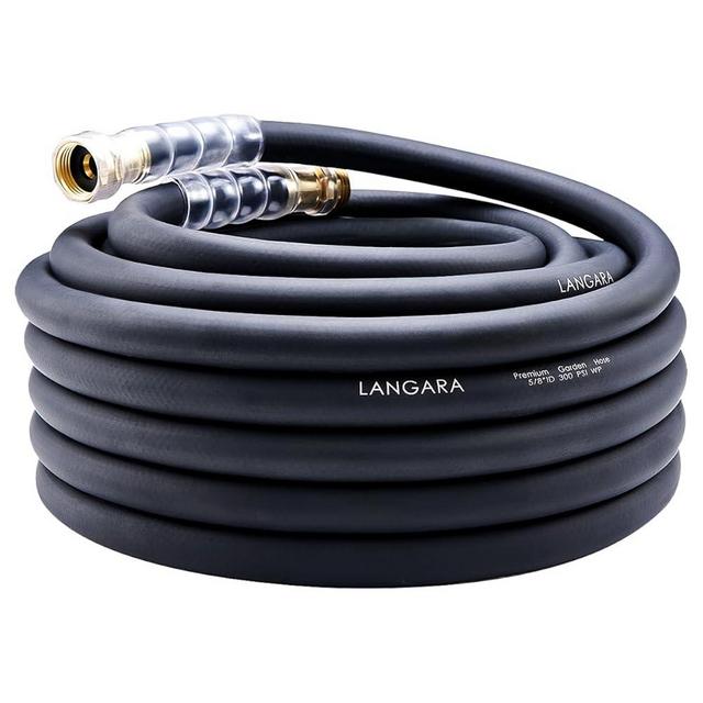 Heavy Duty Premium Garden Hose 50ft x 5/8", 300PSI Working, 1000PSI Burst, Water Hose with Transparent Swivel Handle - Hot/Cold Water - Five Layered Braiding for Durability