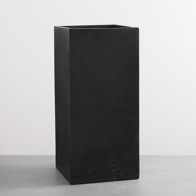 Mission Square Planter,Black,Tall