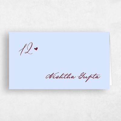 Pale Blue Wedding Place Card - Estate