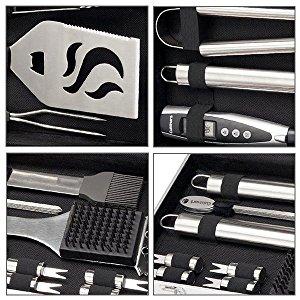 Cuisinart CGS-5020 20-Piece Deluxe Stainless Steel Grill Tool Set, Black/ Silver