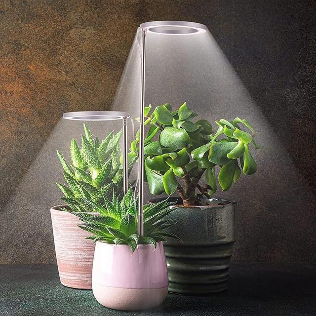 Upgraded Double Head LED Succulents Grow Light Set- Adjustable Annular Light 5V 3A Full Spectrum Plant Growing Lamp with 24H Timer USB Charging Extendable Supporter for Garden Indoor Plant Seed Start