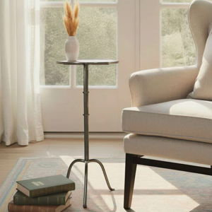 Round Sleek Metal Martini Table - Black