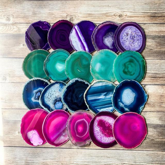 Mother's Day Gift Agate Coasters 3.25" - 3.75" Bulk Geode Round Slices Wholesale Wedding Favors Stones Blank