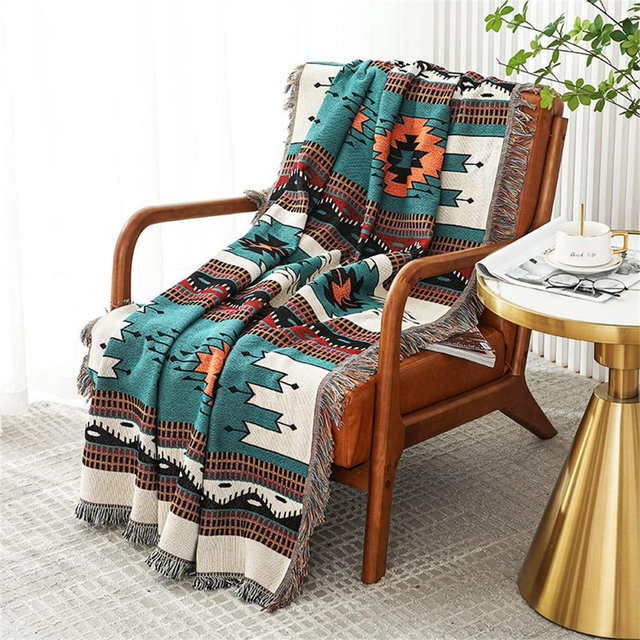 Lqprom Aztec Throw Blankets Navajo Southwest Blanket Cover Reversible Southwestern Throws for Couch Chair Sofa Bed Home Outdoor Beach Travel 51"x63"
