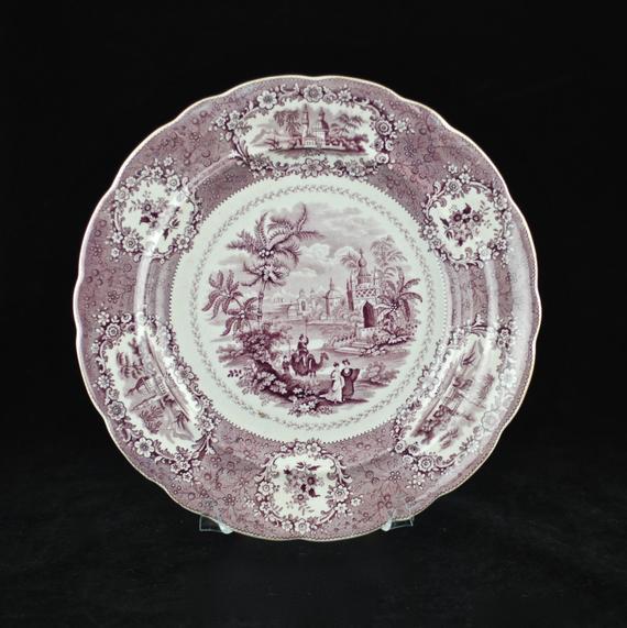 Antique Ridgways Oriental Purple Transferware Plate - 1830's