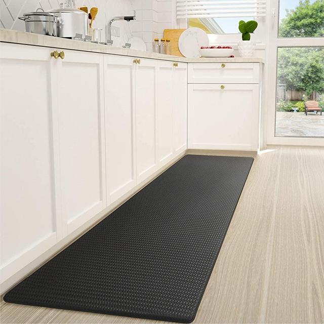 Color G Kitchen Rugs, Kitchen Runner Rug Kitchen Floor Mat, Cushioned Anti-Fatigue Kitchen Mat, Non Skid Waterproof Comfort Standing Kitchen Rugs and Mats, 17 inch x59 inch , Black