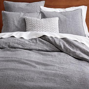 Belgian Flax Linen Melange Duvet Cover, King/Cal. King, Slate