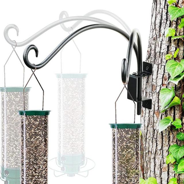 Swivel Plant Hook (12"/Black) Hanging Plant Bracket Outdoor Bird Feeder for Flower Basket, Wind Chime, Lantern, Wall Plant Hanger