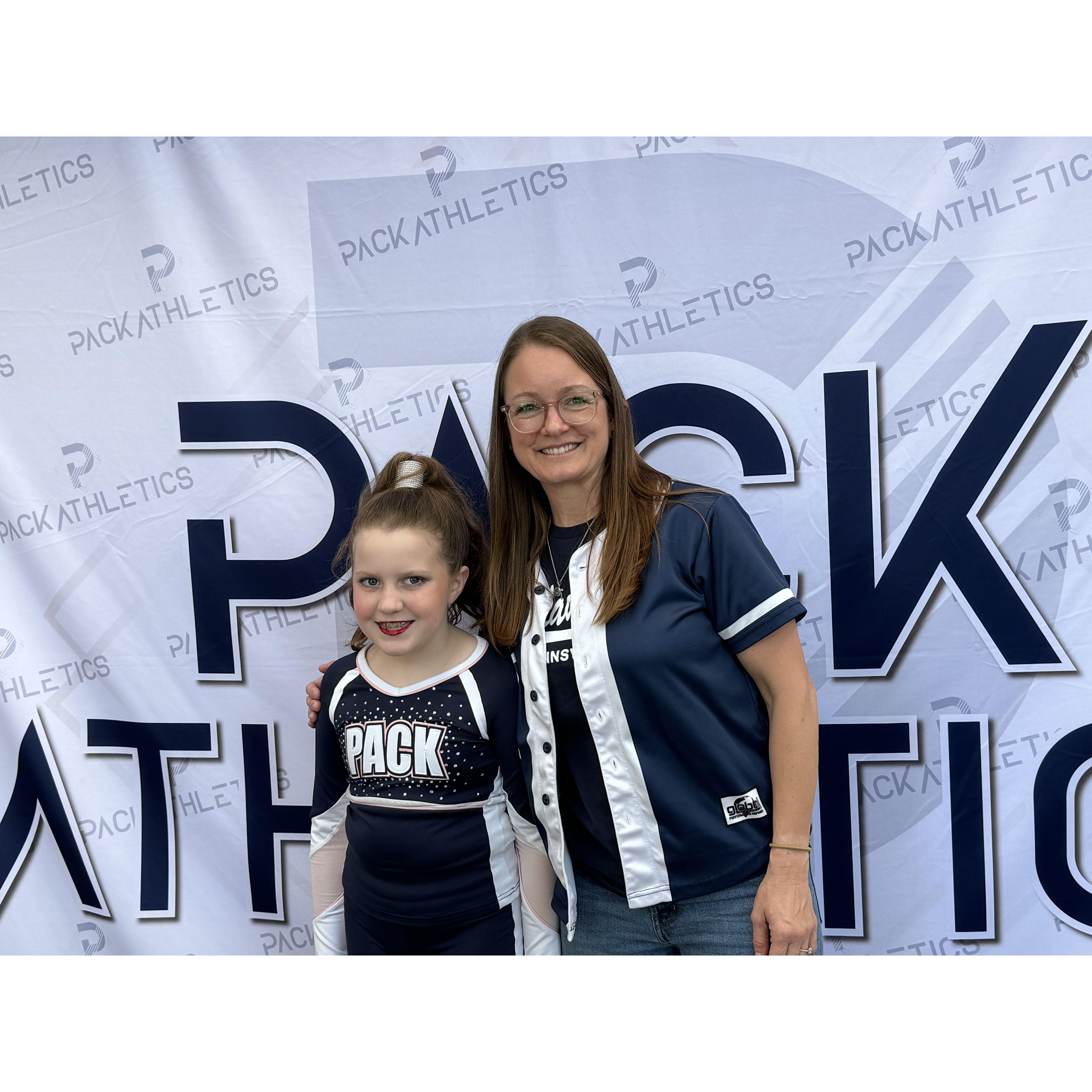 Charlotte loves her competitive cheer team that she works very hard for.