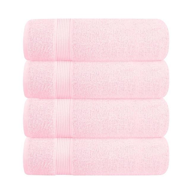 BELZZI Home Ultra Soft 4 Pack Oversized Bath Towel Set 27x54, Cotton Compact Bath Towels, Highly Absorbant Eco-Friendly Quickdry & Lightweight Towel, Ideal for Gym Travel Camp Pool - Pink