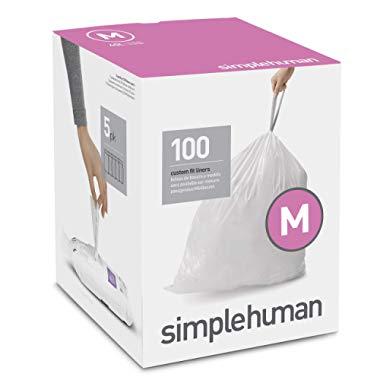 simplehuman Code N Custom Fit Drawstring Trash Bags, 100 Count, 45