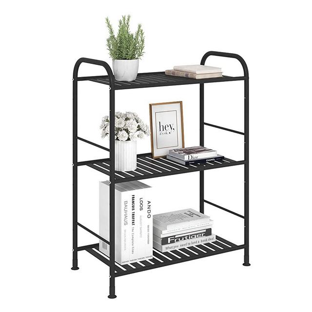 JSB 3-Tier Adjustable Shelving Unit, Heavy Duty Storage Rack Organizer Metal Corner Shelf for Kitchen Living Room Laundry Pantry Bathroom (Black, 3 Tier)…