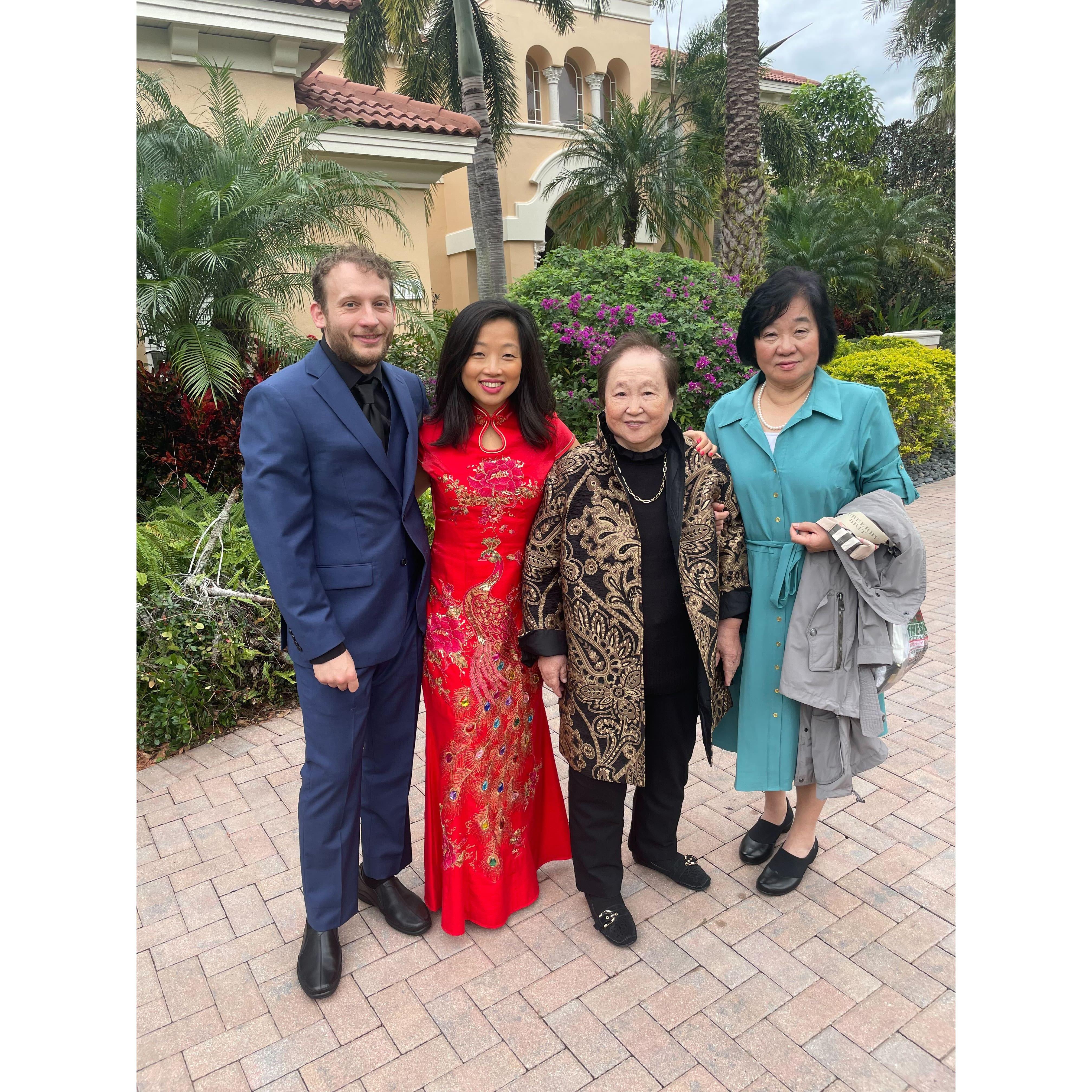 Lao Lao, Xiao Gui Lan, Yemin Shi, Benjamin at Zhuo's wedding in Sarasota