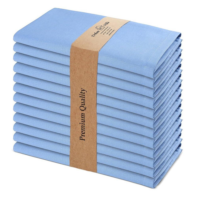 Urban Villa Ice Blue Napkins Solid Set of 12 Cloth Dinner Napkins Size 20x20 Inches Cloth Napkins 100% Cotton with Mitered Corners Ultra Soft Dinner Napkins