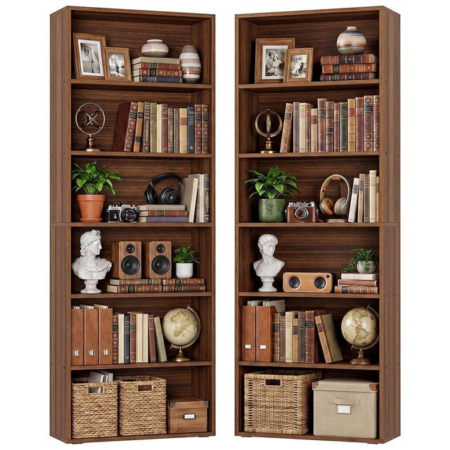 IRONCK Bookshelves and Bookcases Set of 2 Floor Standing 6 Tiers Display Storage Shelves 70 in Tall Bookcase Home Decor Furniture for Home Office, Living Room, Bed Room