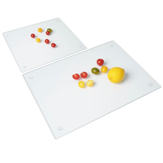 Tempered Glass Cutting Board for Kitchen, Clear Cutting Board for Countertop, Dishwasher Safe, Scratch Resistant, Heat Resistant, Shatter Resistant (16"x12" & 12"x8")