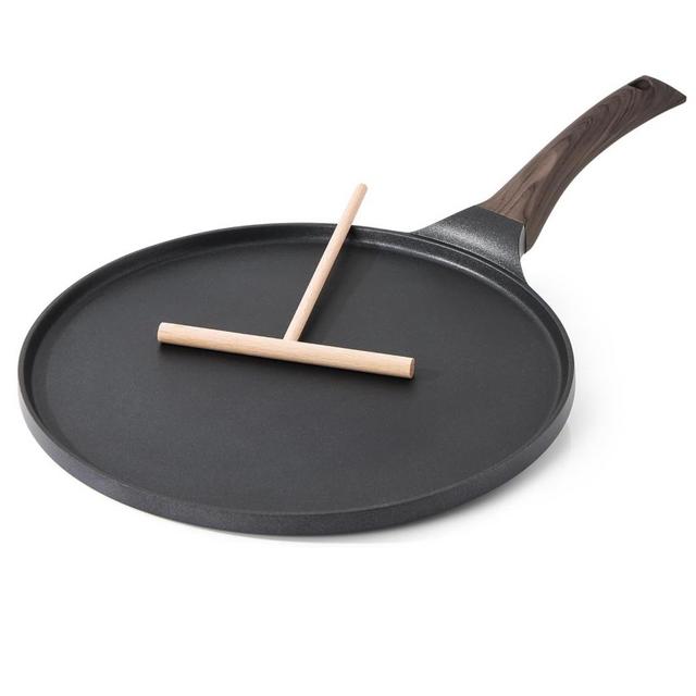 SENSARTE Nonstick Crepe Pan, Swiss Granite Coating Dosa Pan Pancake Flat Skillet Tawa Griddle 10-Inch with Stay-Cool Handle, Induction Compatible (Black)