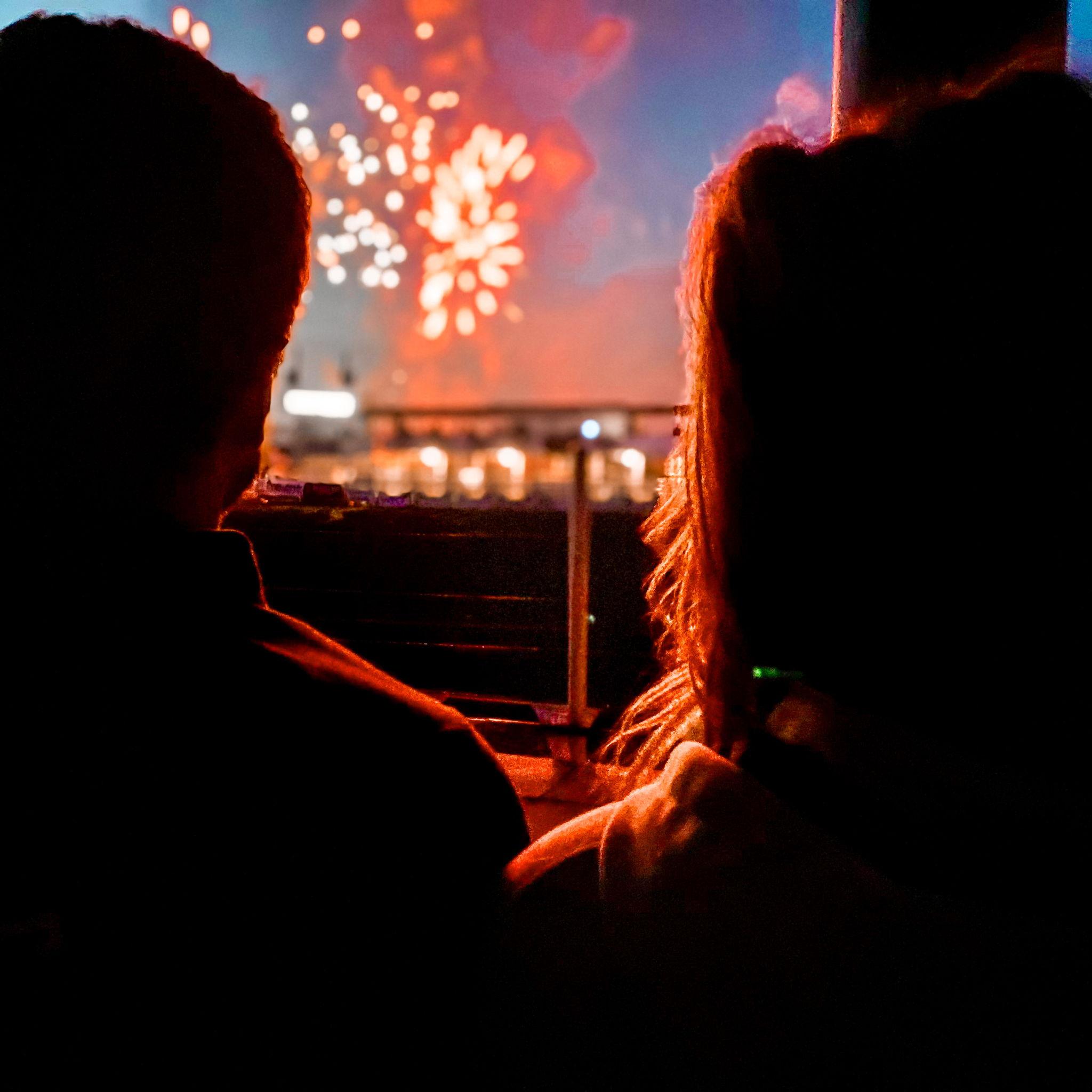 Our first fireworks photo. Wendy "The fireworks aren't just in the air tonight."