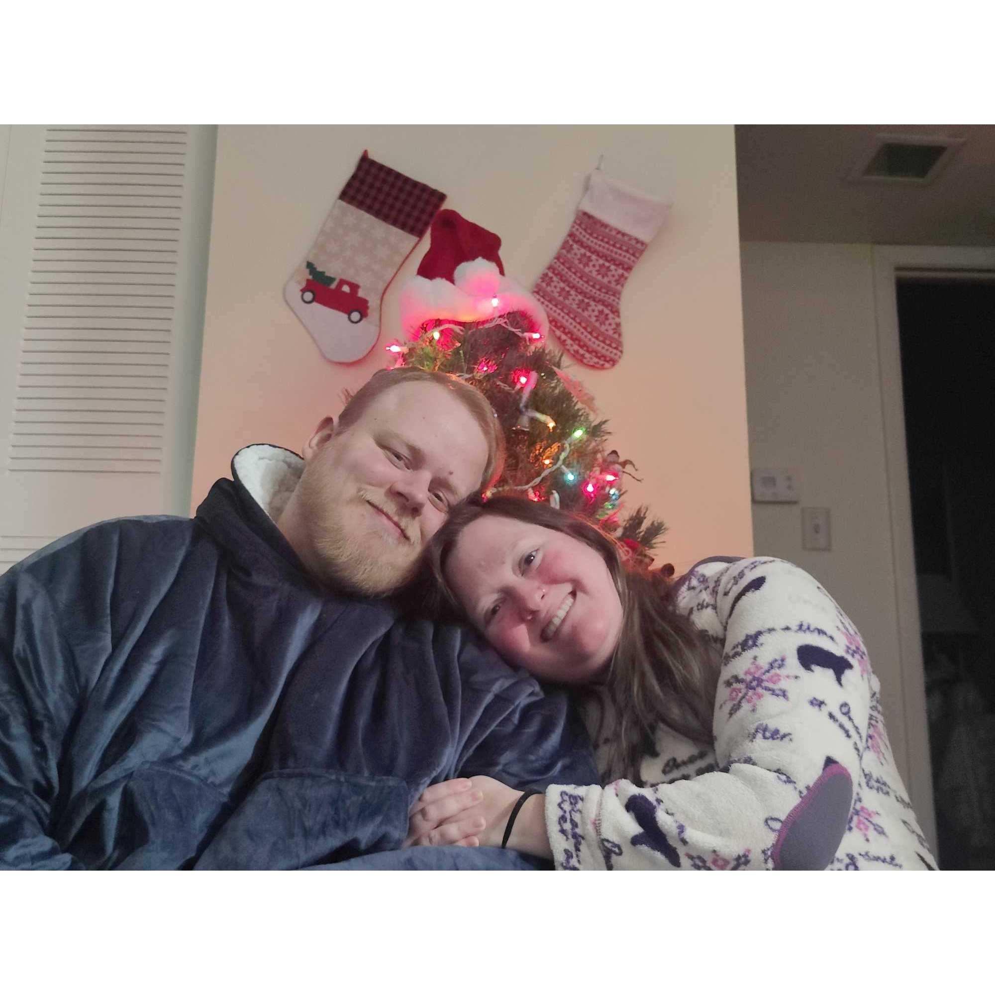 Our first Christmas! Blizzard of '22. But we kept our spirits (ignoring the video evidence above)...