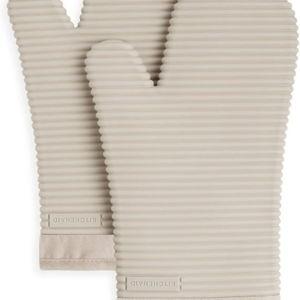 KITCHENAID Ribbed Soft Silicone Oven Mitt 2-Pack Set, 7.5"x13", Milkshake