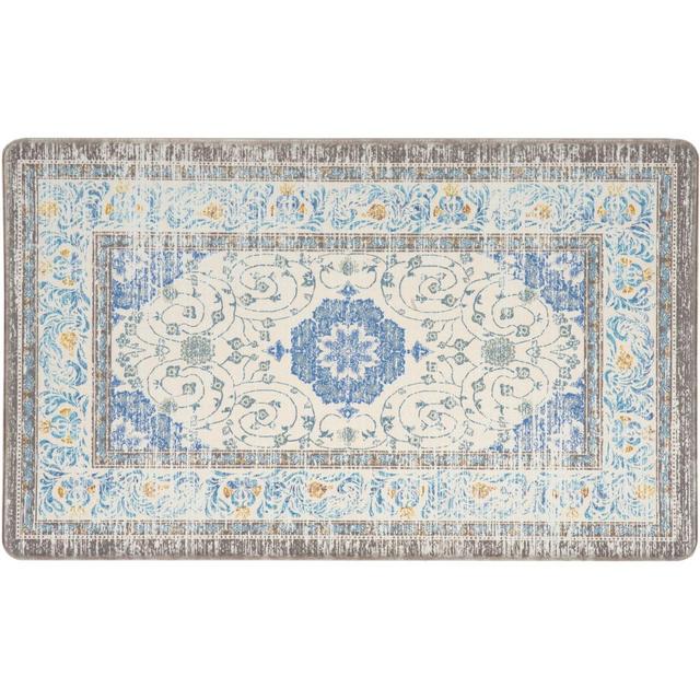 World Rug Gallery Traditional Anti Fatigue Standing Mat - Blue 18"x30"