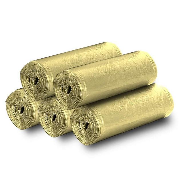 5 Rolls Small Trash Garbage Bags, 4-6 Gallon Strong Thin Material Disposable Kitchen Garbage Bags, Durable Plastic Trash Bags for Office Home Bedroom Garden Waste Bin, 100 Counts (Pale Gold)