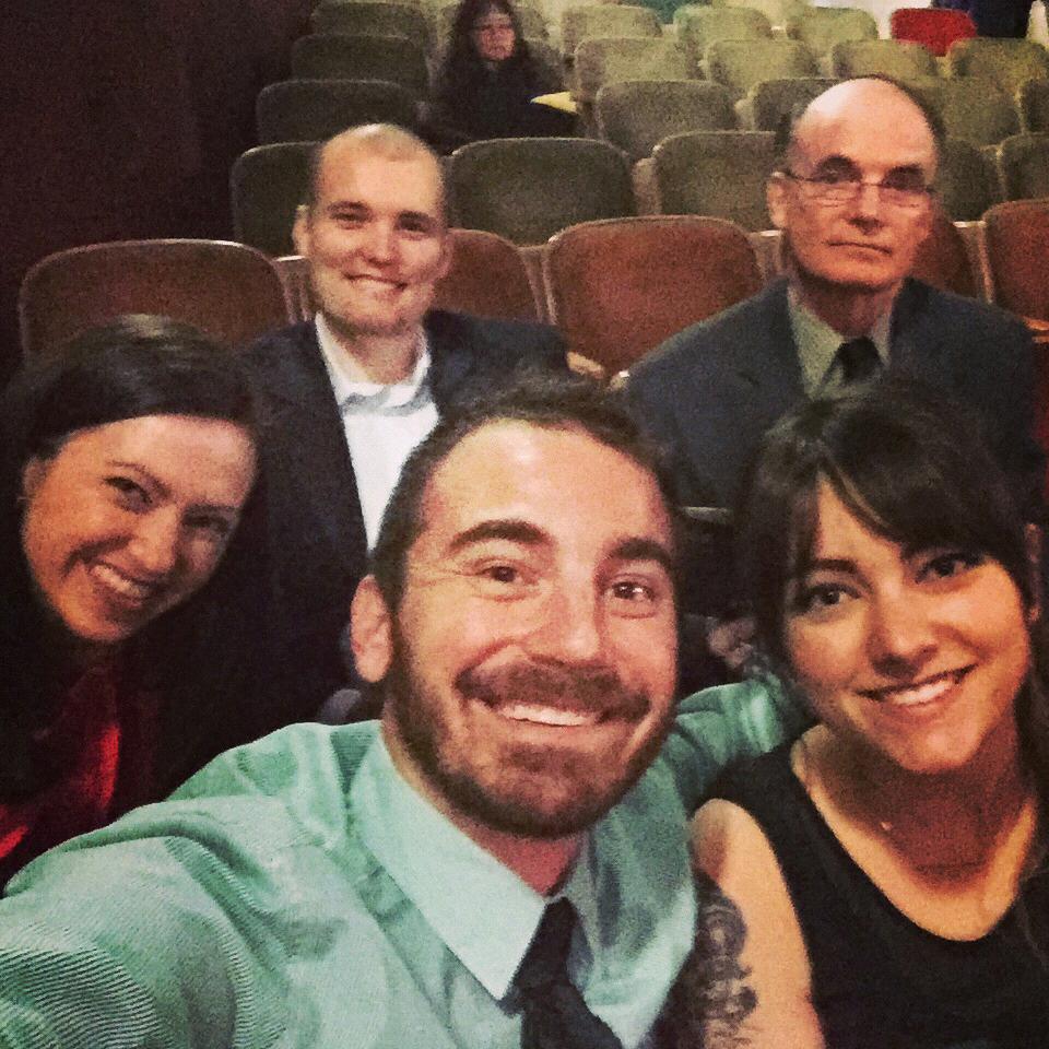 Oakland 2014 - watching Chiropractic graduation with Chris (Jordan’s brother), Meghan (Chris’s wife) and Jordan’s dad Kenny (he’s marrying us!)