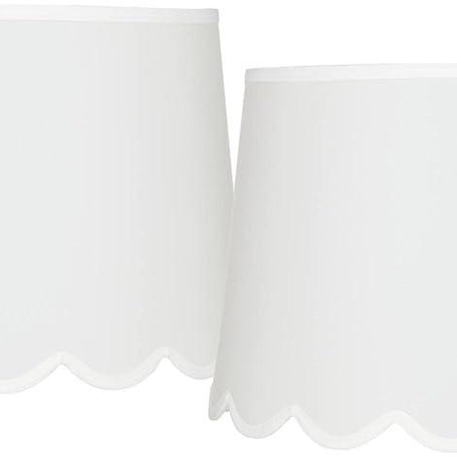 Set of 2 Hardback Scallop Empire Lamp Shades Medium 13" Top x 15" Bottom x 11" High Spider with Replacement Harp and Finial Fitting - Springcrest