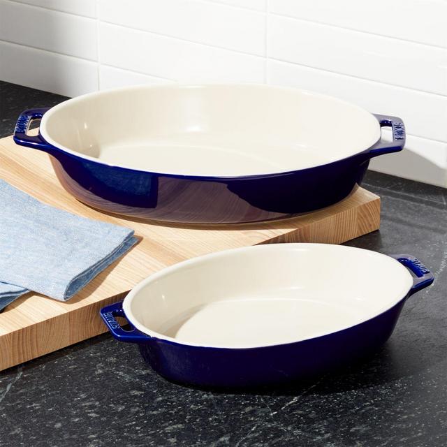 Staub ® Dark Blue 2-Piece Oval Baker Set