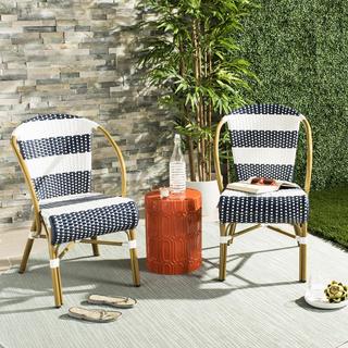 Sarita Striped Stacking Outdoor  Side Chair, Set of 2