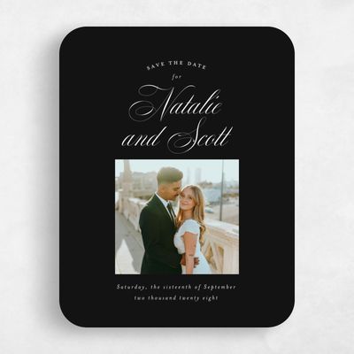 Black Rounded Wedding Save the Date - Marvis Photo