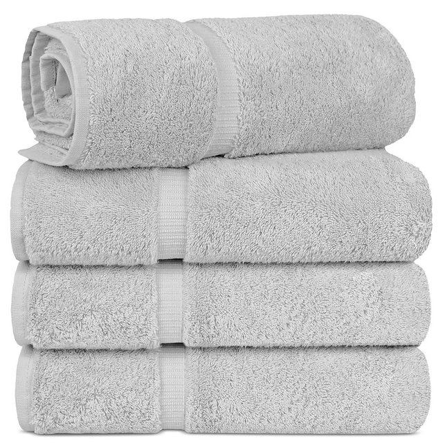 Chakir Turkish Linens | Hotel & Spa Quality 100% Cotton Luxury Turkish Towels | Soft & Absorbent (30x60 Inches Extra Large Bath Towels, Set of 4 - Silver)