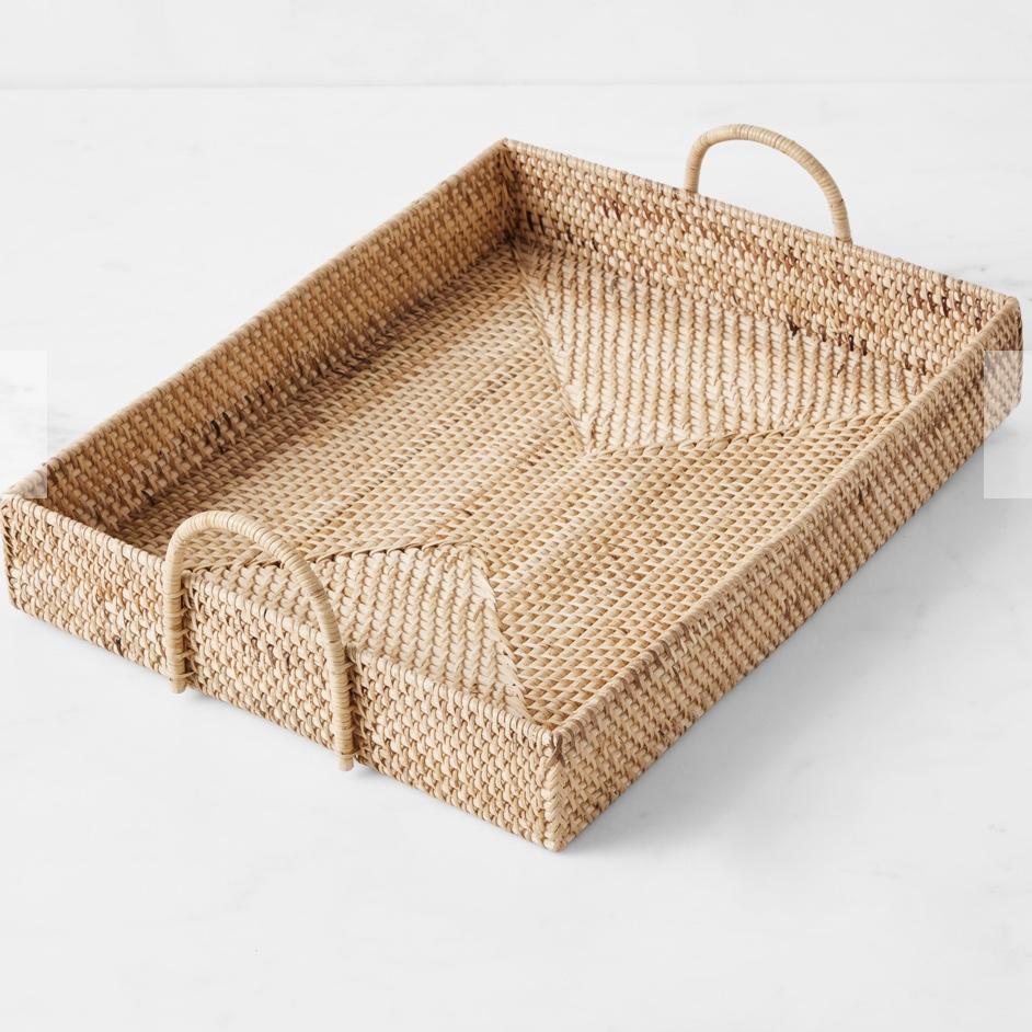 Light Woven Rectangular Tray