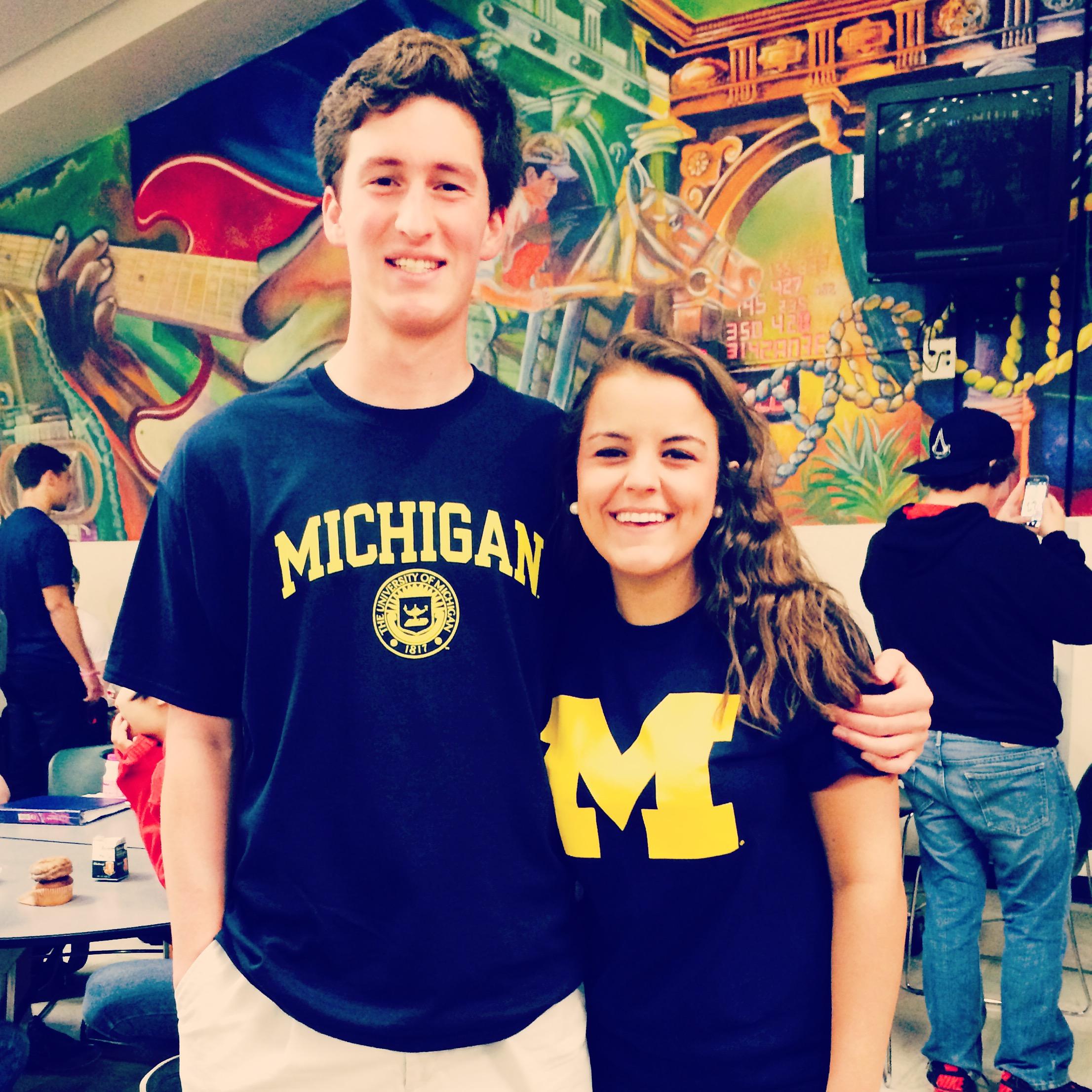 May 2014 | The first picture! High school "college breakfast" when we barely knew each other, but figured we should get a picture in our Maize and Blue!