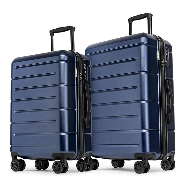 KYME Luggage Sets 2 Piece Suitcase Set Hardshell 20 inch/24 inch Luggage with Spinner Wheels Hardside PC+ABS Checked Large Suitcase with TSA Lock for Men Women Navy