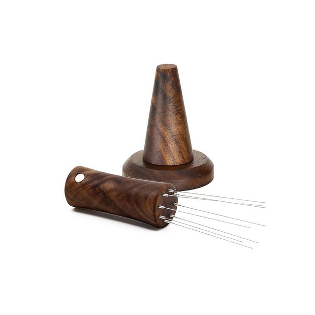 Handmade American Walnut WDT Tool V2.0 Built-in Magnet, Espresso Distribution Tools, Espresso Stirrer with Stand