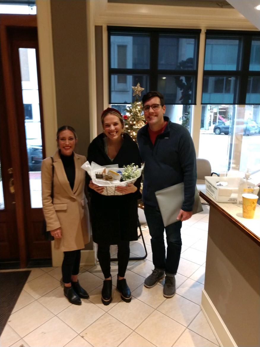 Celebrating closing on our first home with our great realtor Justis!