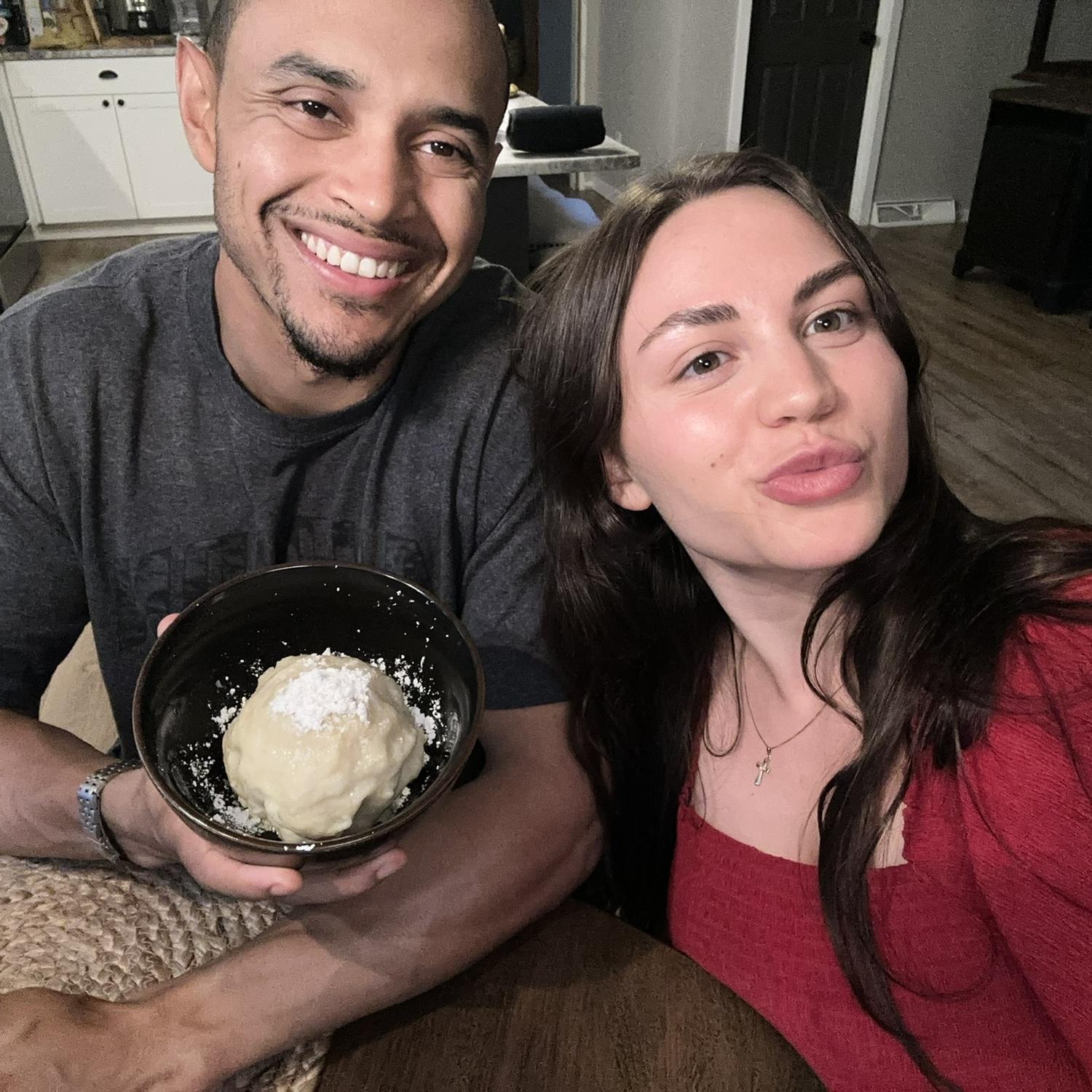 July 2025: Stephen & Lydia share in one of their favorite hobbies: cooking! She made him a popular Slovak dish, buchty (sweet dumplings), for the first time!