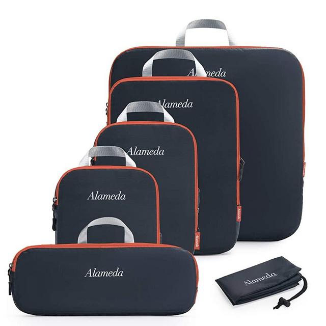 Compression Packing Cube Set for Carryon Luggage, Travel Packing Organizers with Laundry Bag for Backpack