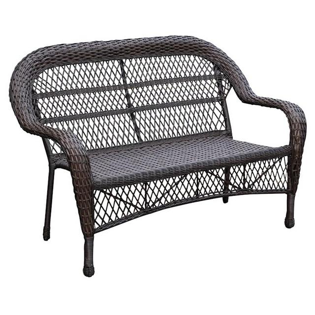 Outdoor Wicker Settee, Brown