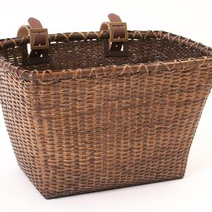 Retrospec Bicycles Cane Woven Rectangular "Toto" Basket with Authentic Leather Straps and Brass Buckles