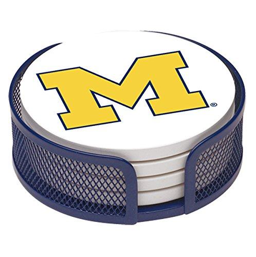 Thirstystone VUMI-HA23 Stoneware Drink Coaster Set with Holder, University of Michigan