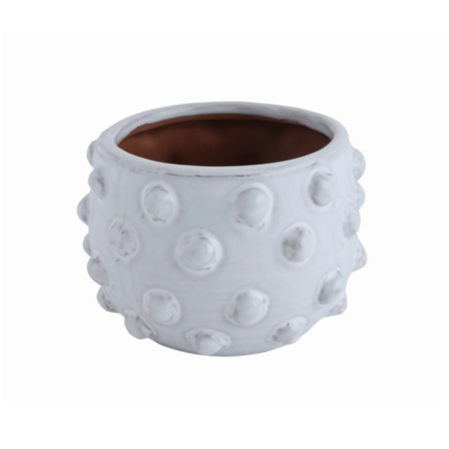 Terra-Cotta White Dots Planter, Medium