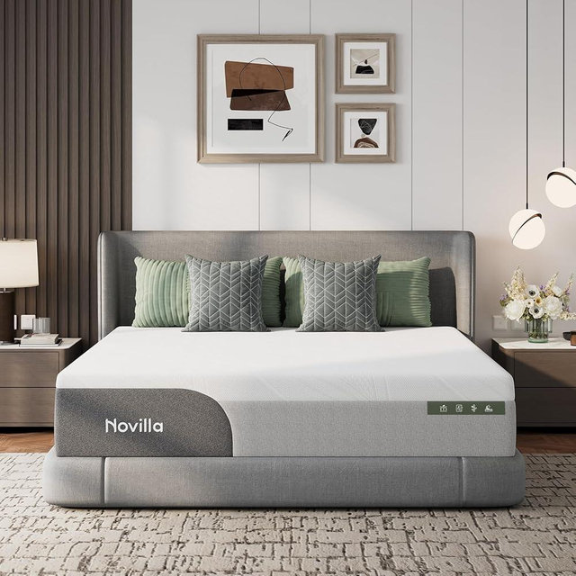 Novilla 14 Inch King Size Mattress, Gel King Memory Foam Mattress in a Box with Cool-Touch Nylon Cover for Cooling Night Sleep, Pain Relief & Spinal Support with Comfort Foam, CertiPUR-US Certified