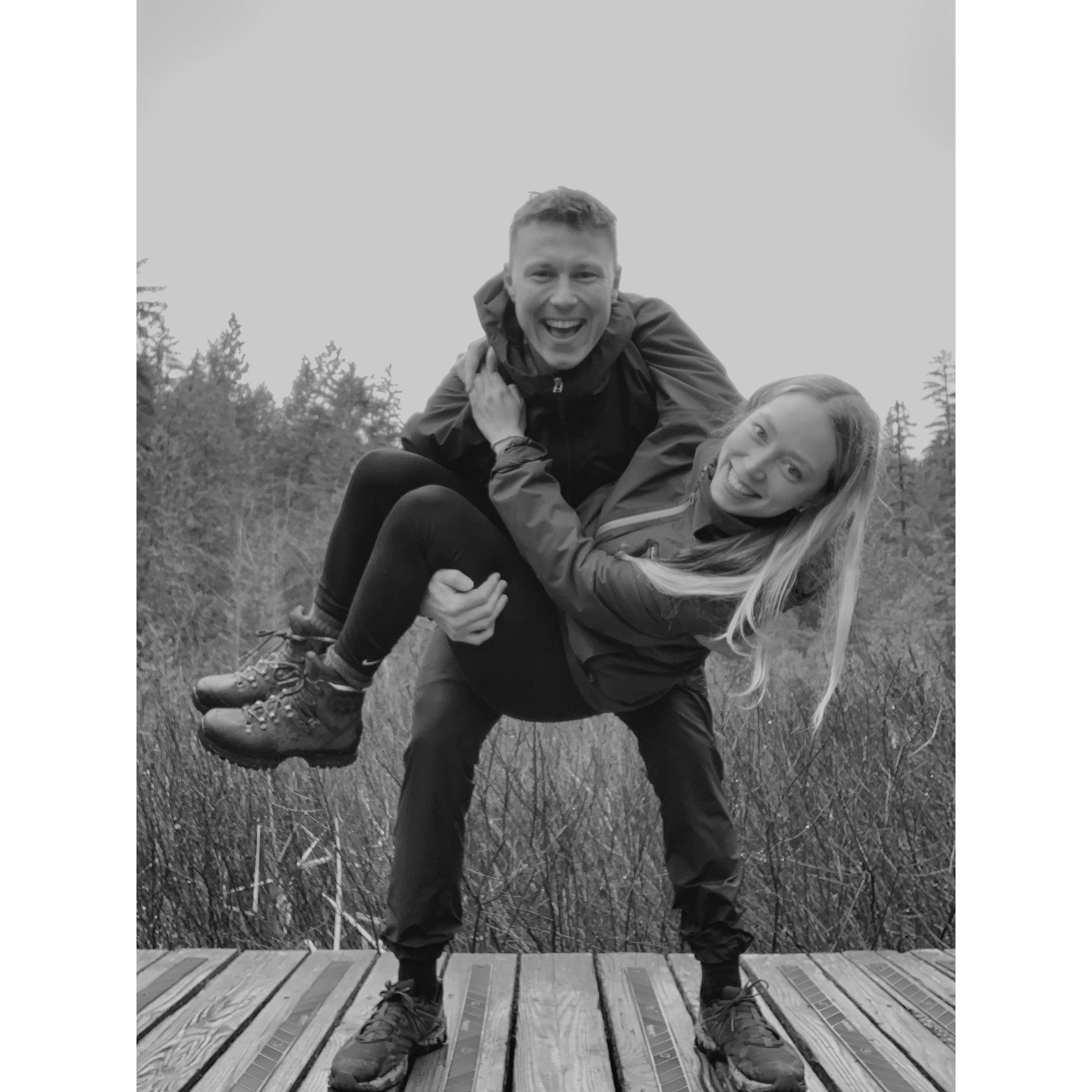 One of our first hikes together on Bowen Island.
